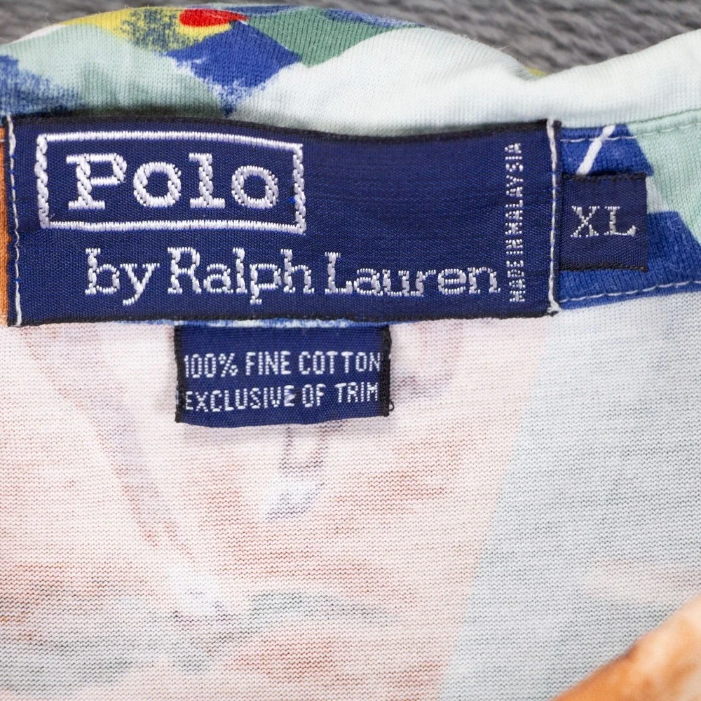 RARE VTG '91 Polo Ralph Lauren Mens L Lawn Tennis Leisure Sport Print Polo Shirt